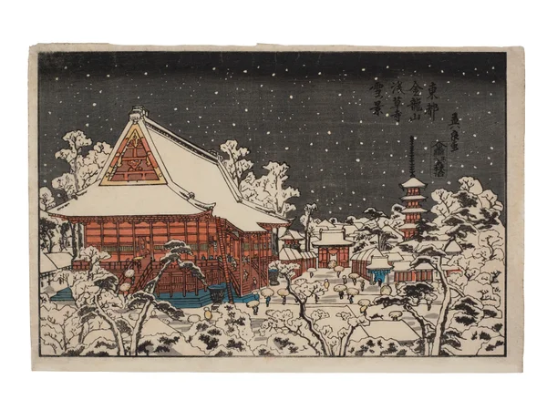 Toto Kinryuzan Sensoji sekkei no zu (Sensoji temple in snow, Kinryuzan in the eastern capital)