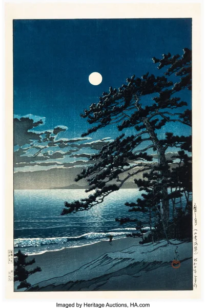 Spring Moon at Ninomiya Beach (Haru no tsuki, Nonomiya Kaigan)