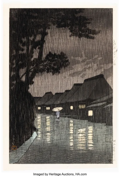 Rain at Maekawa, Sagami Province (Soshu Maekawa no ame)
